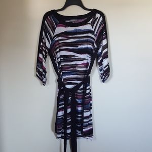 Purple, Black and Blue Tie Waist Dress